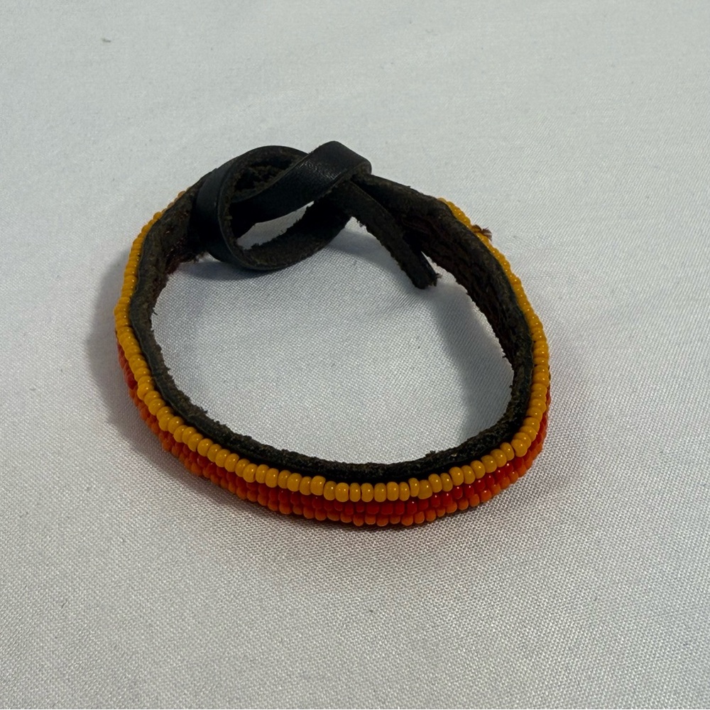 Chan Luu Beaded Leather Bracelet – Red, Yellow and Orange
